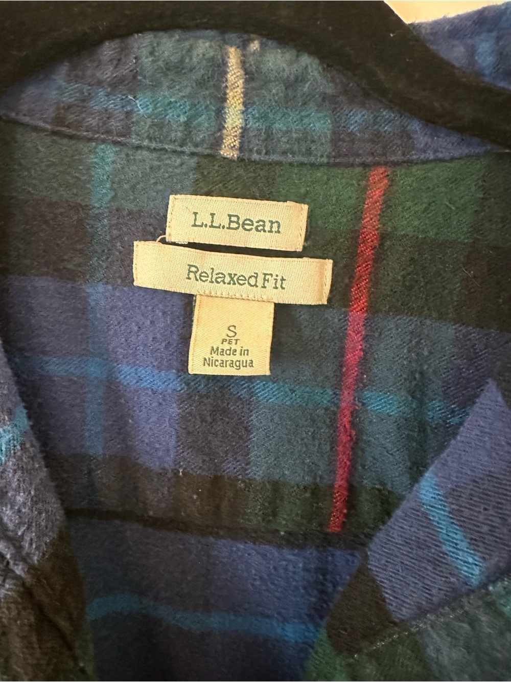 L.L. Bean Blue, Green & Red Plaid Women’s Size S Flannel Shirt - Picture 3 of 4